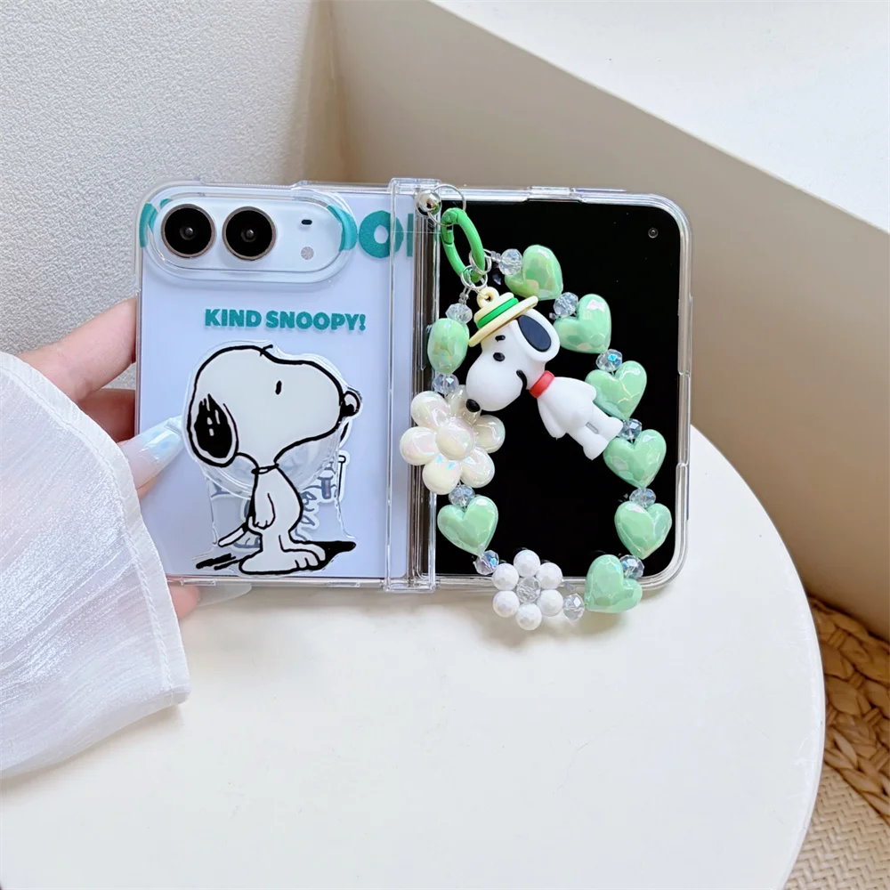 Cuter Cartoon Snoopy Pattern Phone Case For iPhone Duo With Holder Kawaii Anti-Fall Protective Case For Apple iPhone Duo Cover