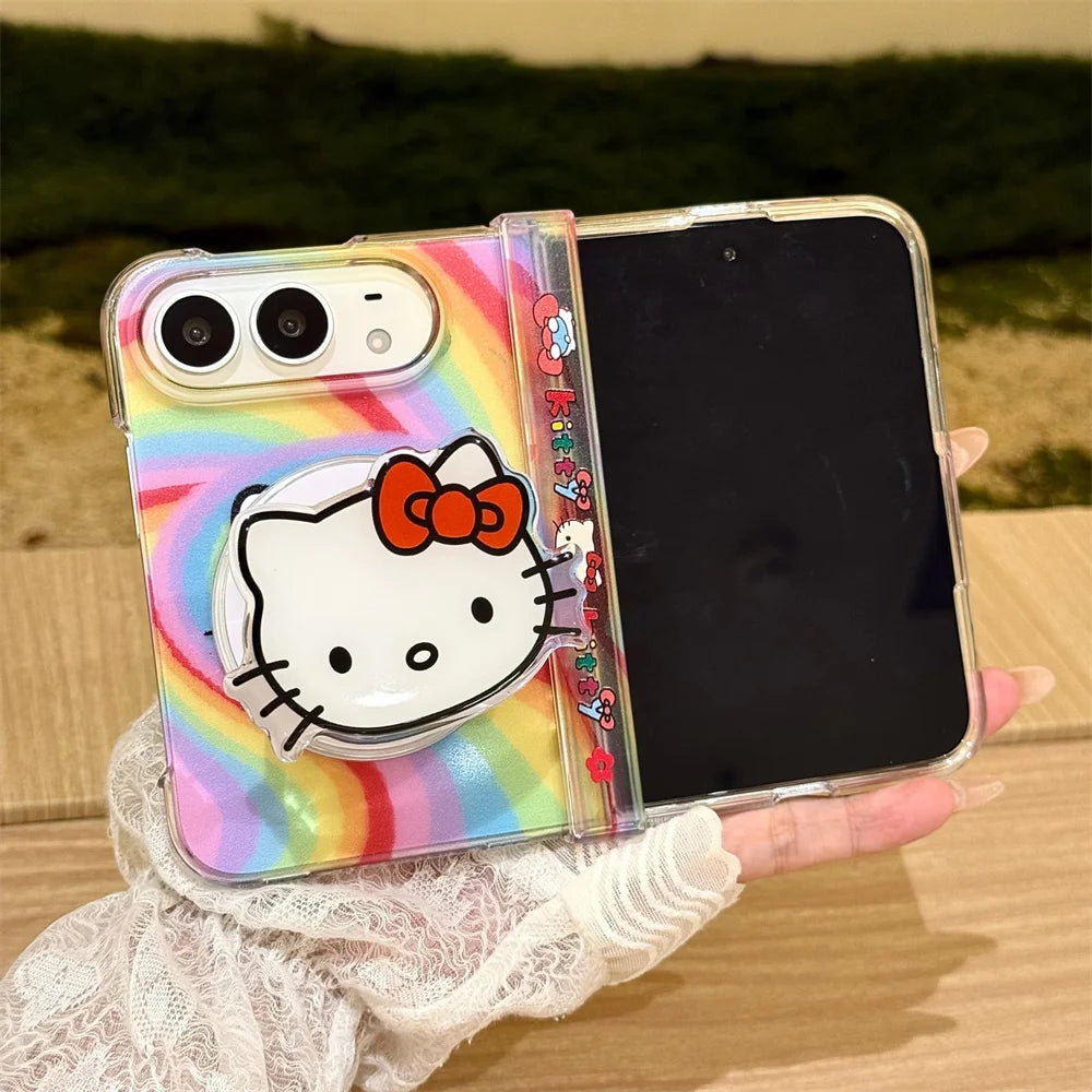 Fashion Ins Cute Cat Magnetic Phone Case for iPhone Duo Protective Cover With Magsafe Stand Kawaii Cartoon Anti-fall Phone Case