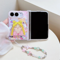 Korean Fashion Cute Cat Anime Girl Phone Case For iPhone Duo With Holder Kawaii Anti-Fall Protective Cover For Apple Duo Case