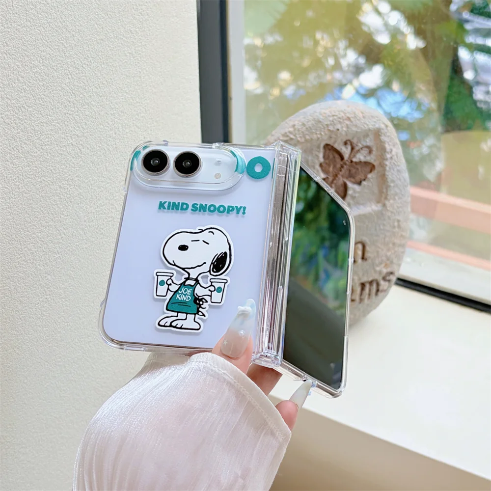 Cuter Cartoon Snoopy Pattern Phone Case For iPhone Duo With Holder Kawaii Anti-Fall Protective Case For Apple iPhone Duo Cover