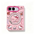 Fashion Ins Cute Cat Pink Phone Case for iPhone Duo Protective Cover with Magsafe Stand New Kawaii Cartoon Anti-fall Phone Cases