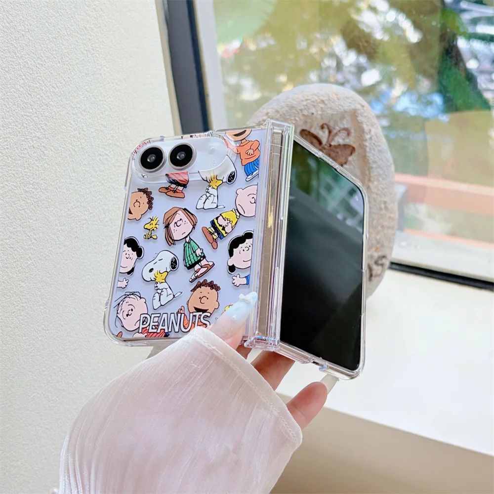 Cuter Cartoon Snoopy Pattern Phone Case For iPhone Duo With Holder Kawaii Anti-Fall Protective Case For Apple iPhone Duo Cover