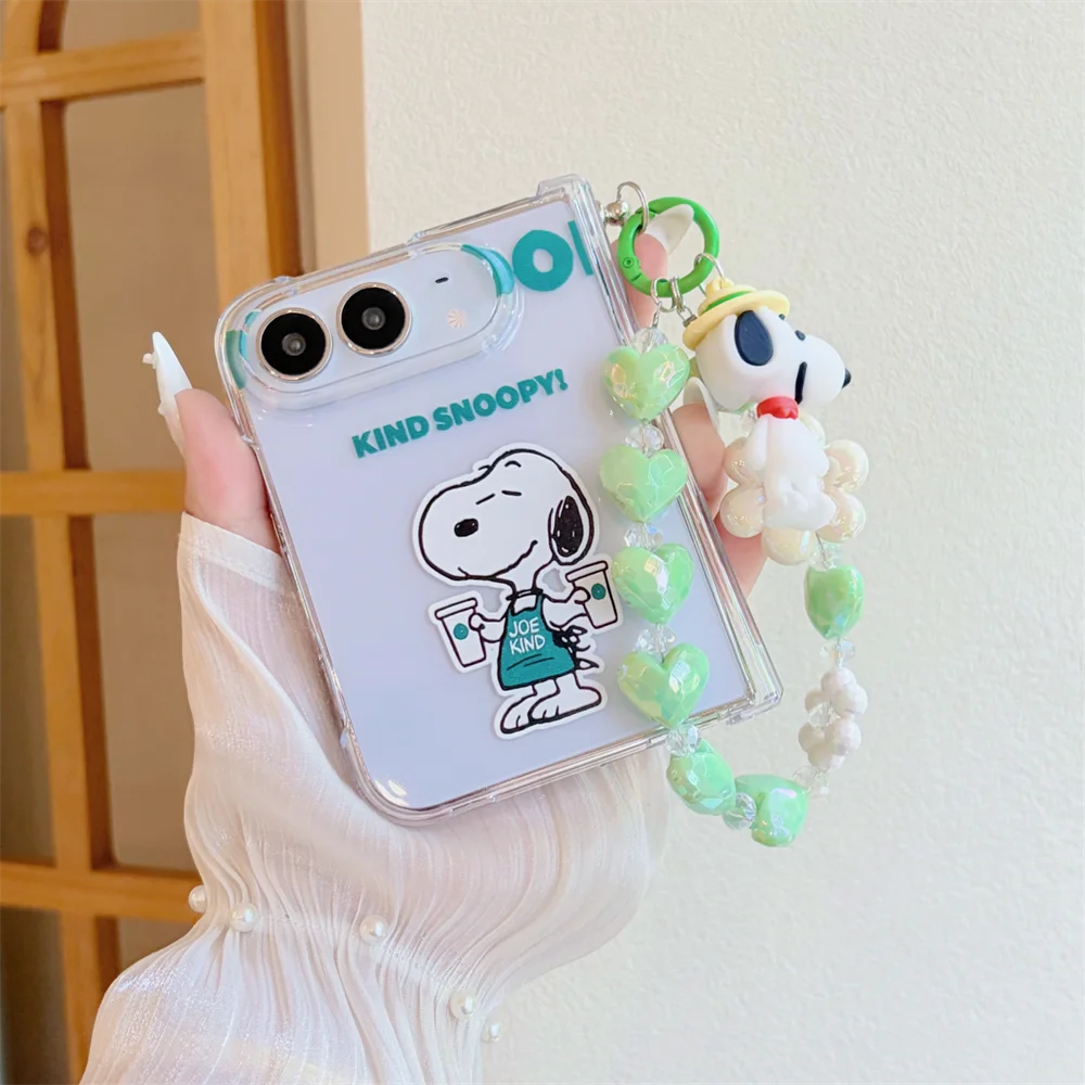 Cuter Cartoon Snoopy Pattern Phone Case For iPhone Duo With Holder Kawaii Anti-Fall Protective Case For Apple iPhone Duo Cover