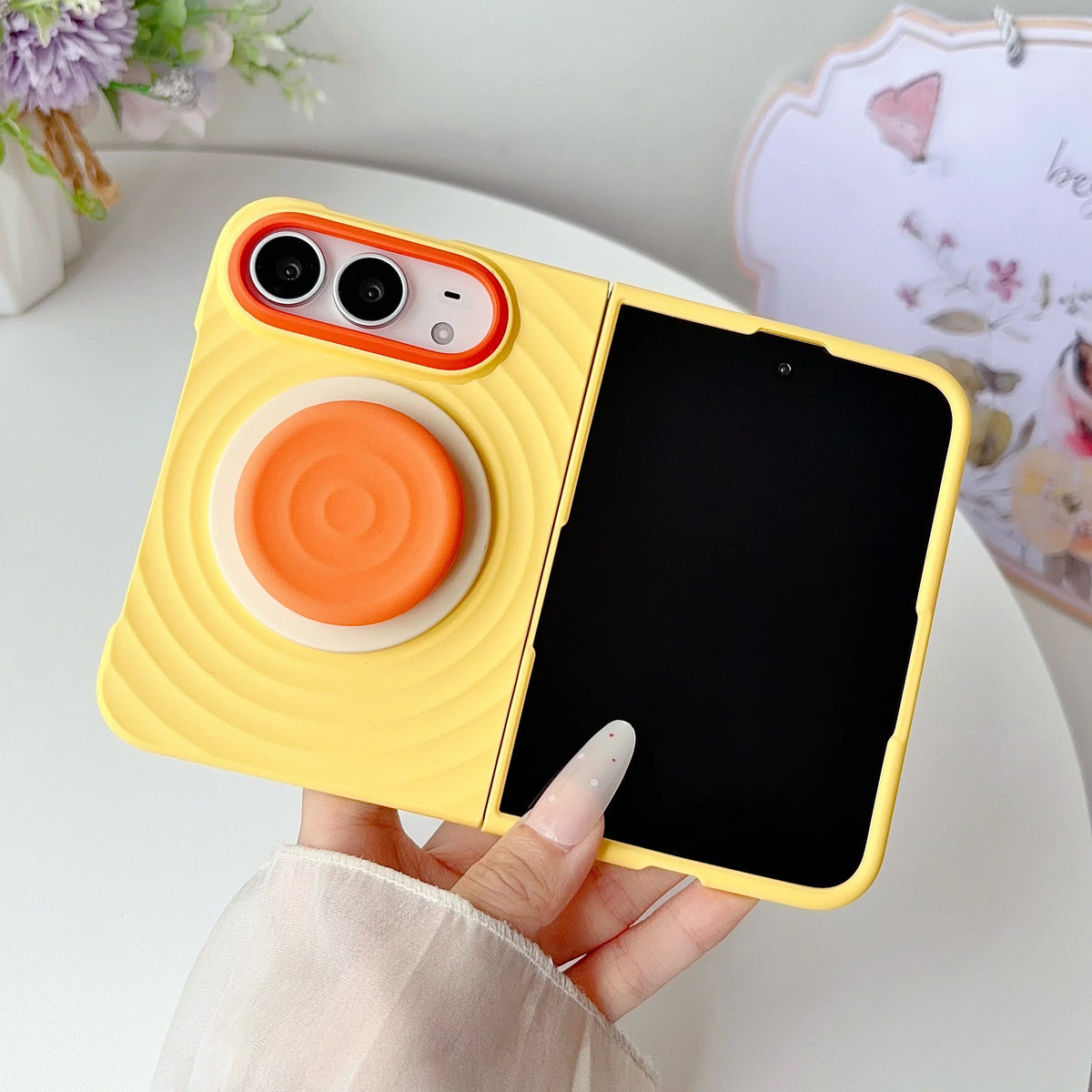 Fashion Macaron Colror Stripe Pattern Liquid Silicone 18 Ultra Case for iPhone Duo 18 Fold for Magsafe Bracket Shockproof Cover