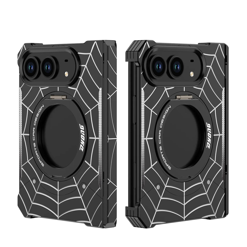 Fashion 360° Foldable Attraction Spider Metal Stand Magnetic Phone Case For iPhone Duo Shockproof Anti-Slip Sturdy Durable Cover