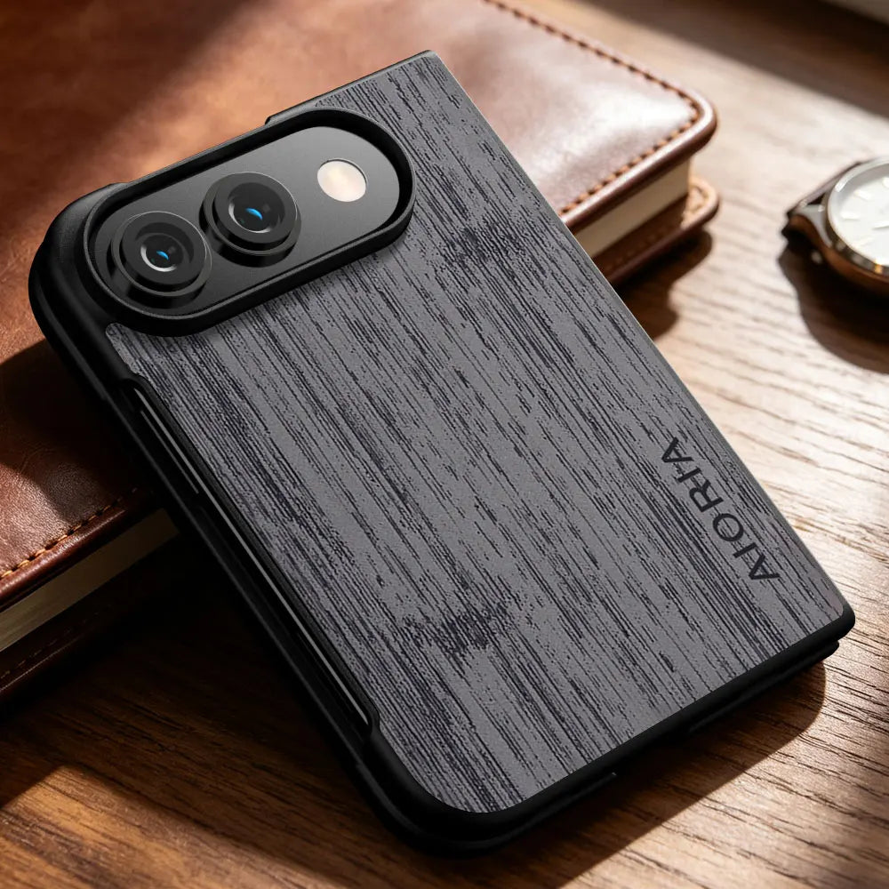 Wood-Grain Leather Case for iPhone Duo