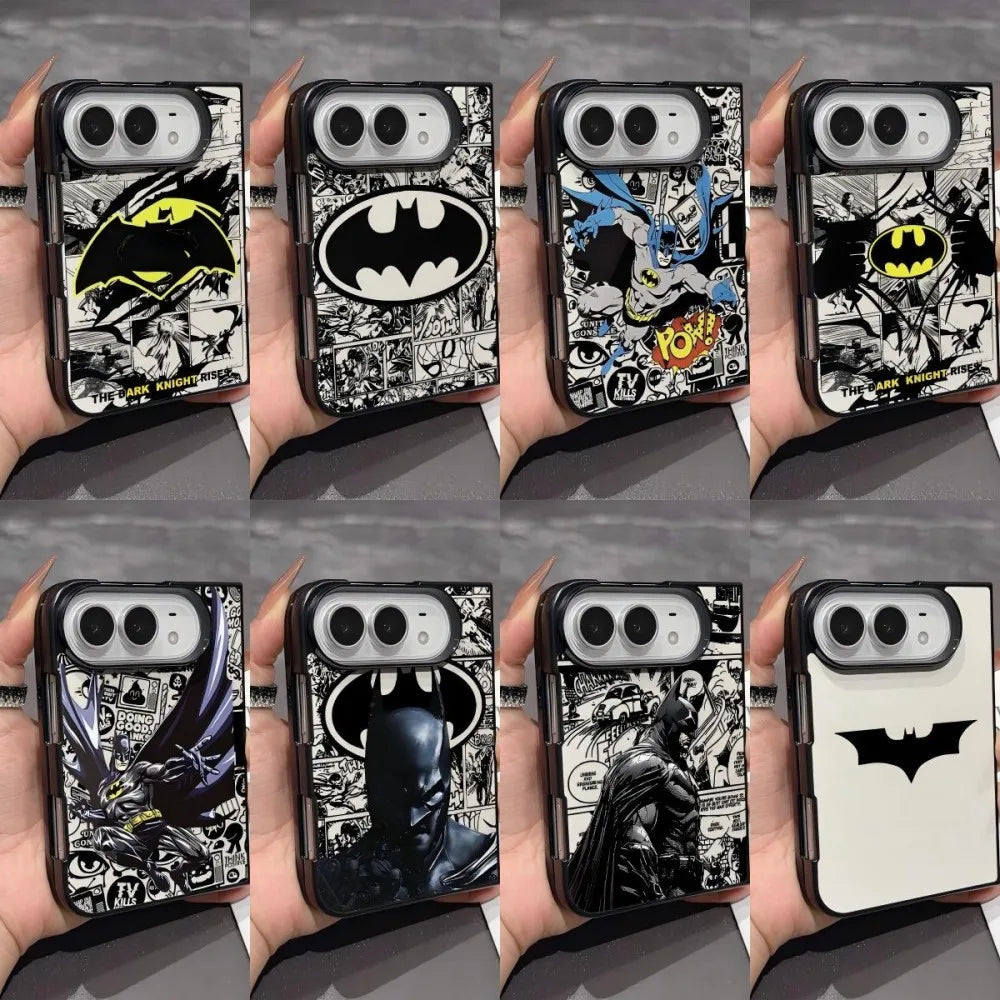 New Folding Phone Case for iPhone Duo Fold Shockproof duo Back fold Hard Skin texture Cover Comics Batman