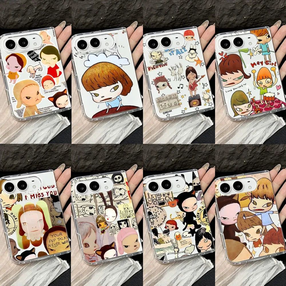 HOT Fashion Acrylic Transparent Phone Case for iPhone Duo 18 fold Shockproof Clear Ultra Slim Cartoon Yoshitomos Naras