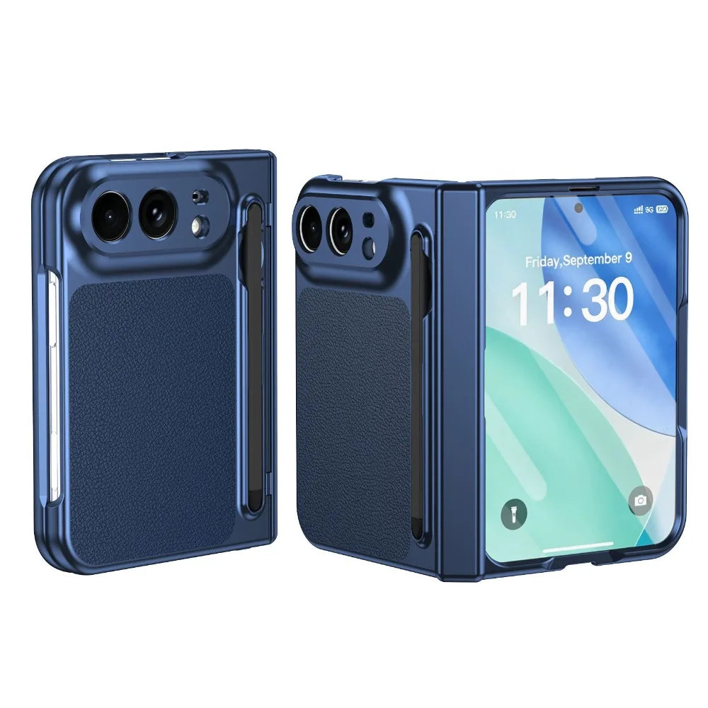 High End S Pen Phone Case for iPhone Duo Hinge Protection & Built-in Screen Protector Leather Phone Cover for iPhone Duo