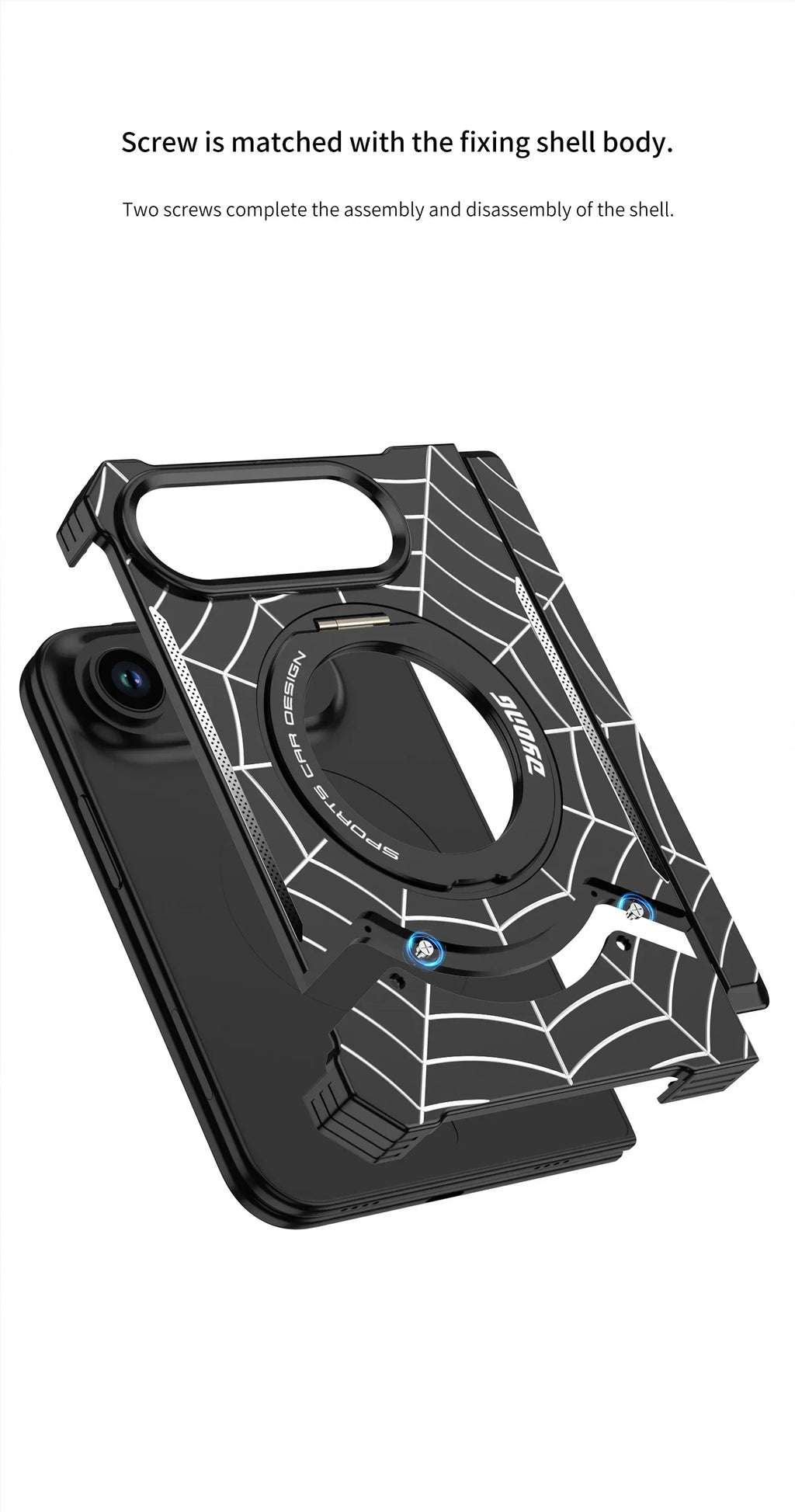 Fashion 360° Foldable Attraction Spider Metal Stand Magnetic Phone Case For iPhone Duo Shockproof Anti-Slip Sturdy Durable Cover