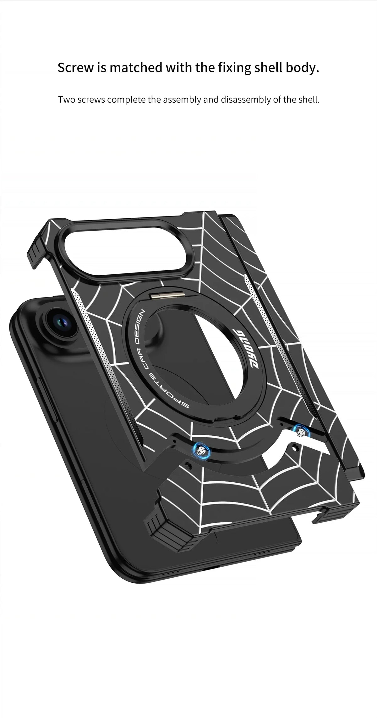 Fashion 360° Foldable Attraction Spider Metal Stand Magnetic Phone Case For iPhone Duo Shockproof Anti-Slip Sturdy Durable Cover