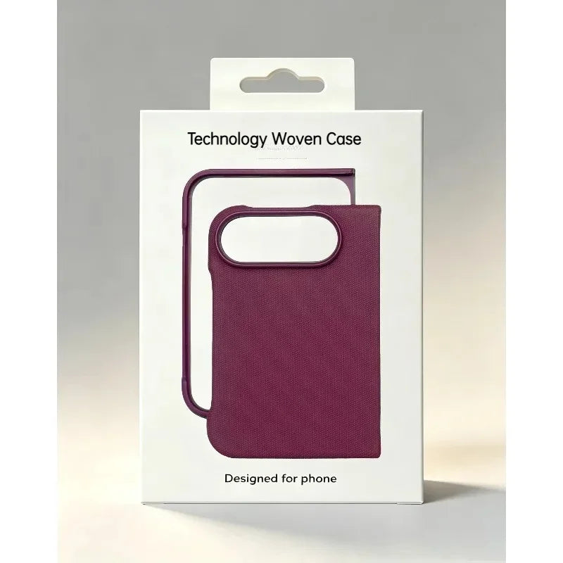 1:1 Original Replica Technology Woven Texture Magnetic Fold Phone Case For iPhone Duo For Magsafe Charging Shockproof Cover