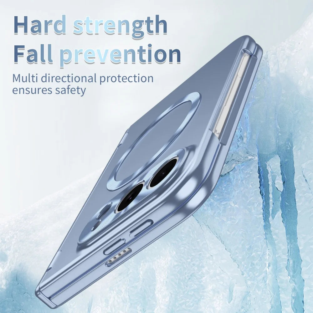 High-Grade Magnetic Plating Hinge Protection Phone Case for iPhone Duo for Magsafe Bracket Cover With Front Screen Tempered Film