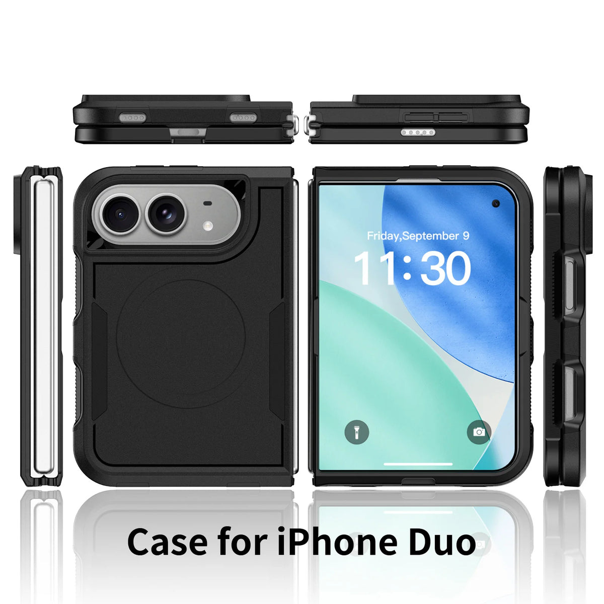 New Fashion Solid Color Anti-Fingerprint Fold Matte Magnetic Phone Case For iPhone Duo Supports Wireless Charging Sturdy Durable