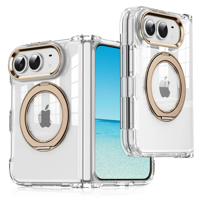 Clear MagSafe Case with Rotating Stand for iPhone Duo