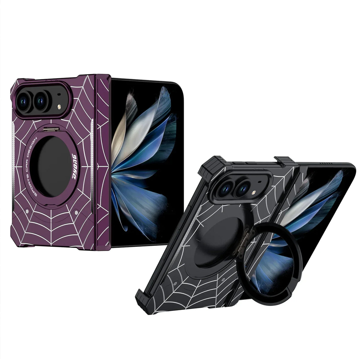Fashion 360° Foldable Attraction Spider Metal Stand Magnetic Phone Case For iPhone Duo Shockproof Anti-Slip Sturdy Durable Cover