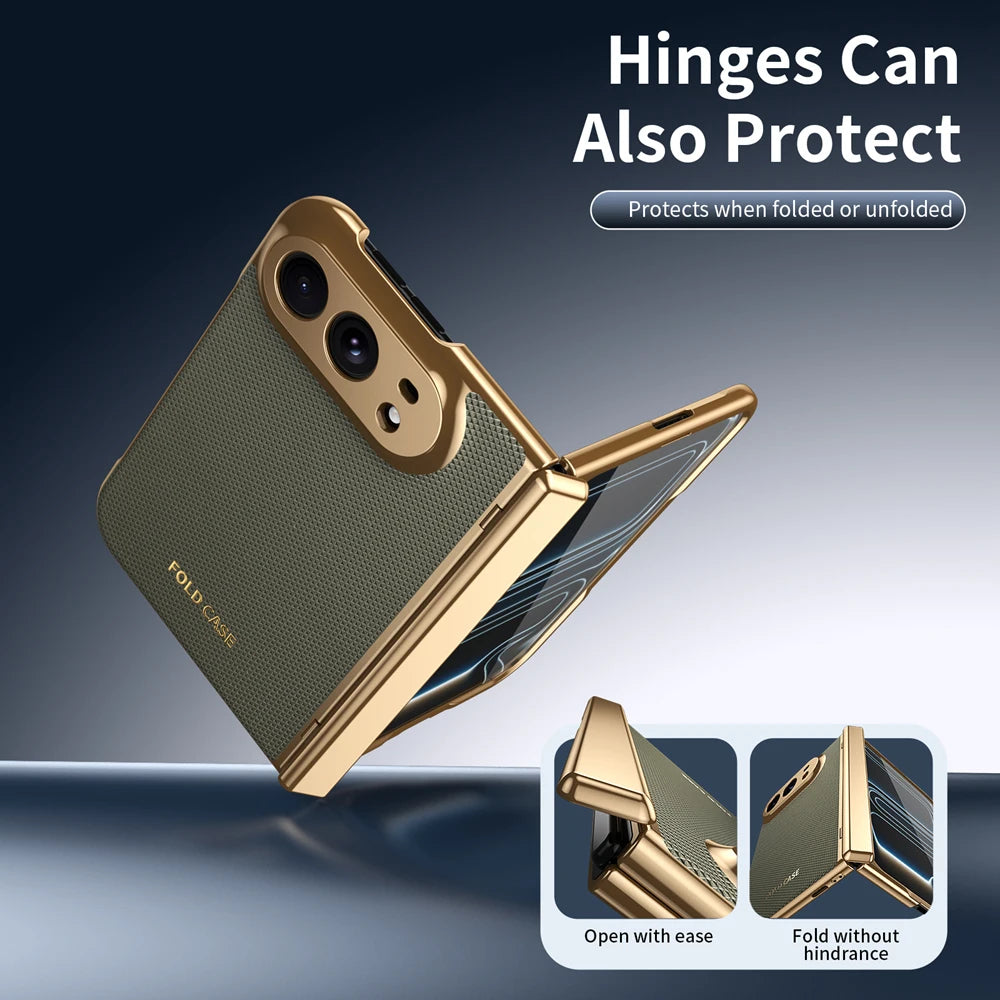 High Quality Plating PU Leather Texture Phone Case for IPhone Duo 5G 2026 with Tempered Glass Screen Protect Shockproof Cover