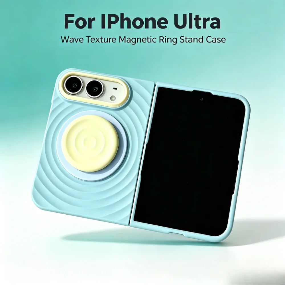 Fashion Macaron Colror Stripe Pattern Liquid Silicone 18 Ultra Case for iPhone Duo 18 Fold for Magsafe Bracket Shockproof Cover