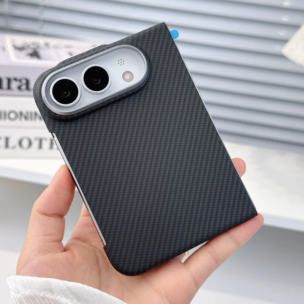 Business Design Carbon Fiber Texture Phone Case for iPhone Duo New 18 DUO 18Fold Slim Shockproof Bumper Front and Rear Cover