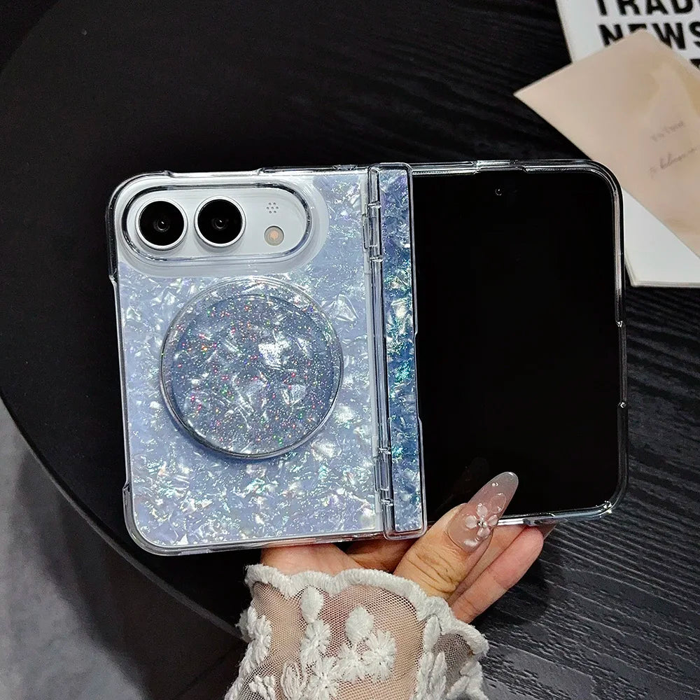 NEW Luxury Iridescent Shell Texture Phone Case for iPhone Duo 18 iPhone Fold With magnetic Stand for Magsafe Shockproof Cover