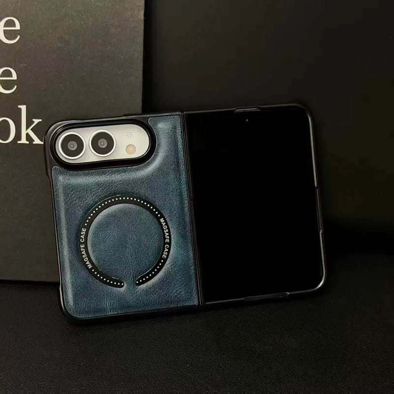 New Luxury Synthetic Leather Folding Phone Case For IPhone Duo Compatible For Magsafe Back Cover Fashionable Printed Decoration