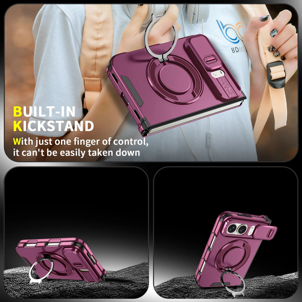 Fashion Solid Color Stand Matte Fold Magnetic Phone Case For iPhone Duo 18 Lens Protect Hard Shockproof Cover