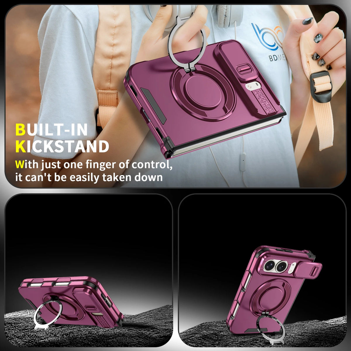 Fashion Solid Color Stand Matte Fold Magnetic Phone Case For iPhone Duo 18 Lens Protect Hard Shockproof Cover