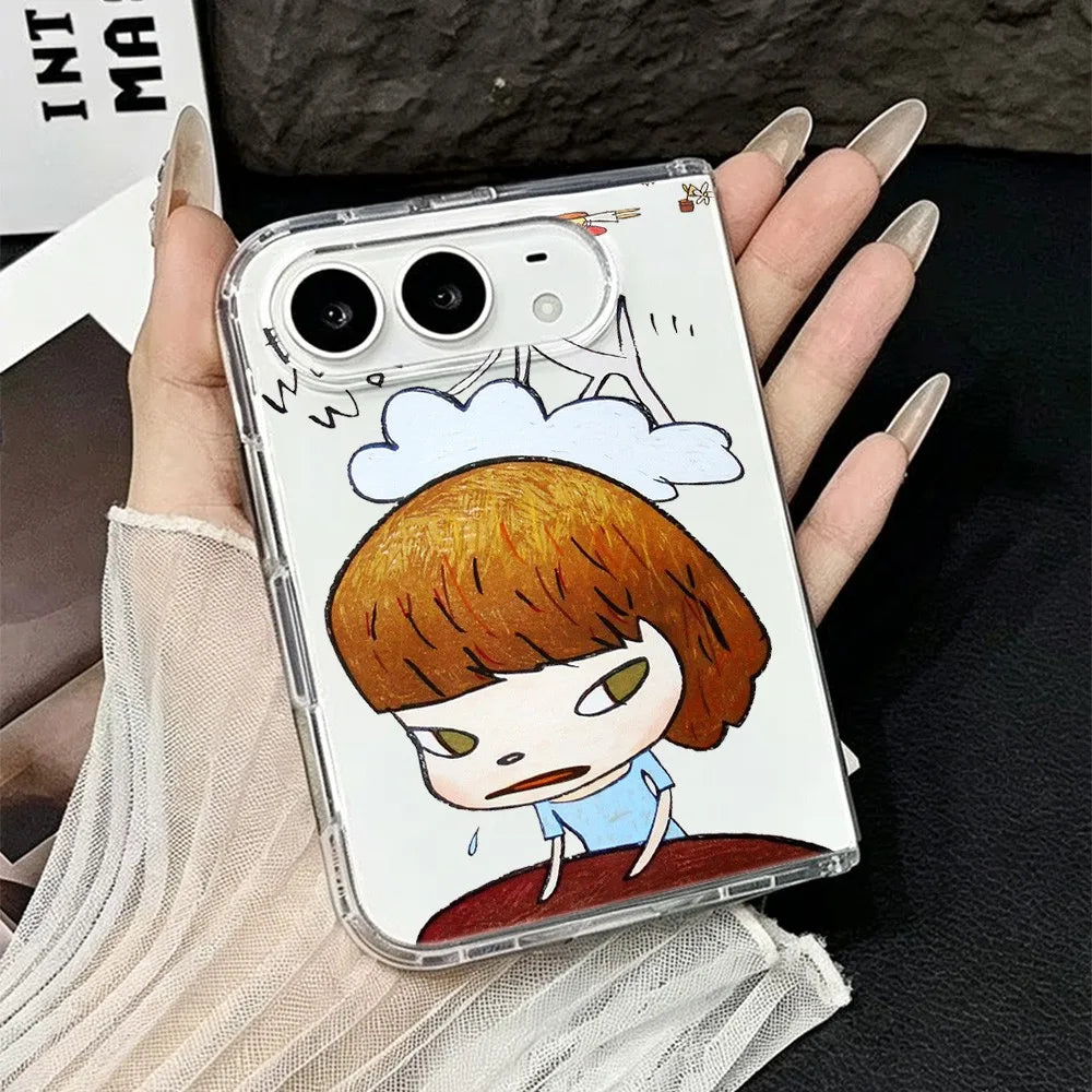 HOT Fashion Acrylic Transparent Phone Case for iPhone Duo 18 fold Shockproof Clear Ultra Slim Cartoon Yoshitomos Naras