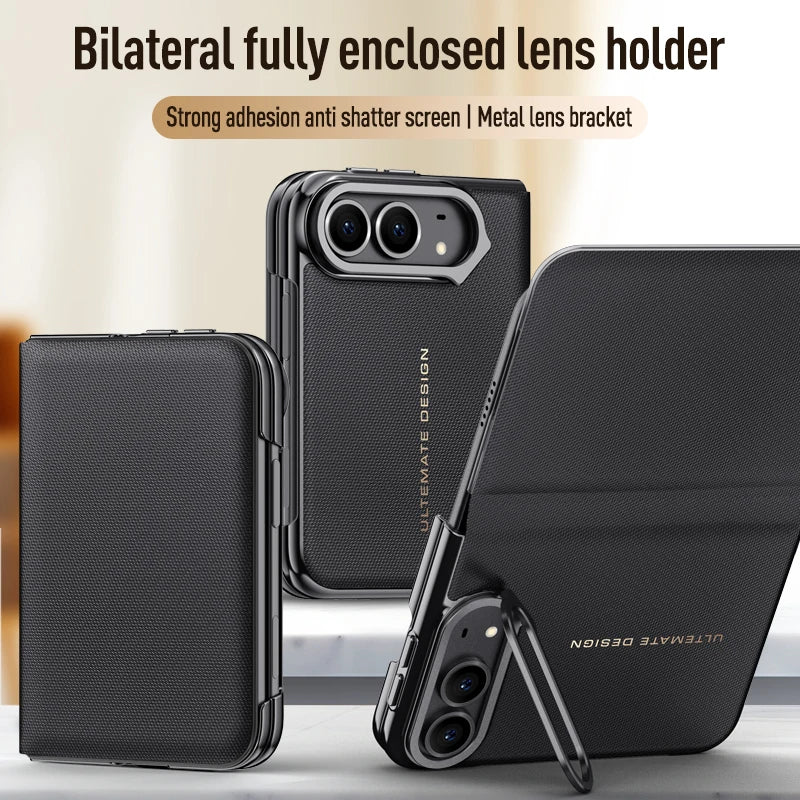 Leather Flip Case with Lens Holder for iPhone Duo