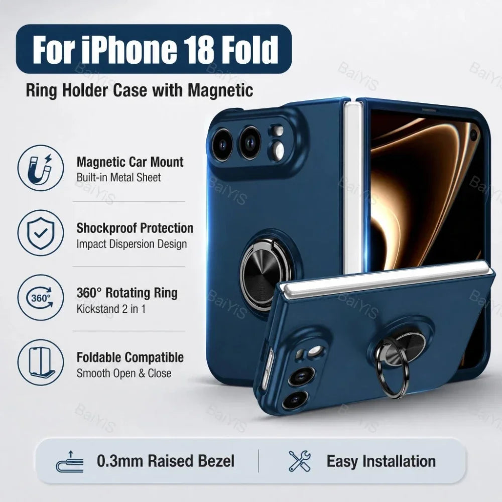 High End Ultra-thin Case For iPhone Duo with Magnetic Ring Kickstand Bracket Armor Shockproof Anti-scratch Protector Phone Cover