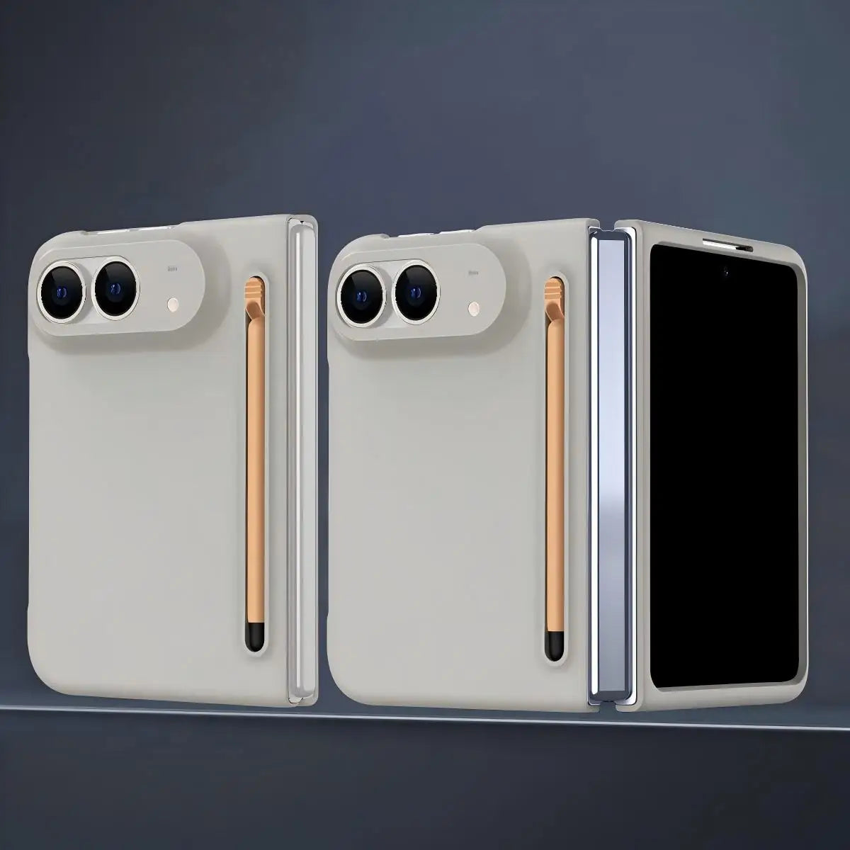 Suitable for iphone Duo with Stylus and Built-in Pen Slot, Smooth and Delicate Feel, Full Protection, Simple Solid Color Design,