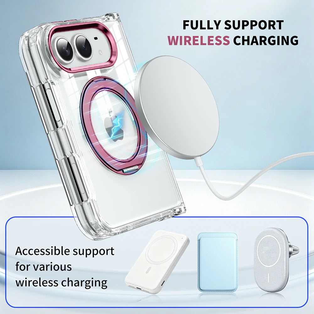 Clear MagSafe Case with Rotating Holder for iPhone Duo