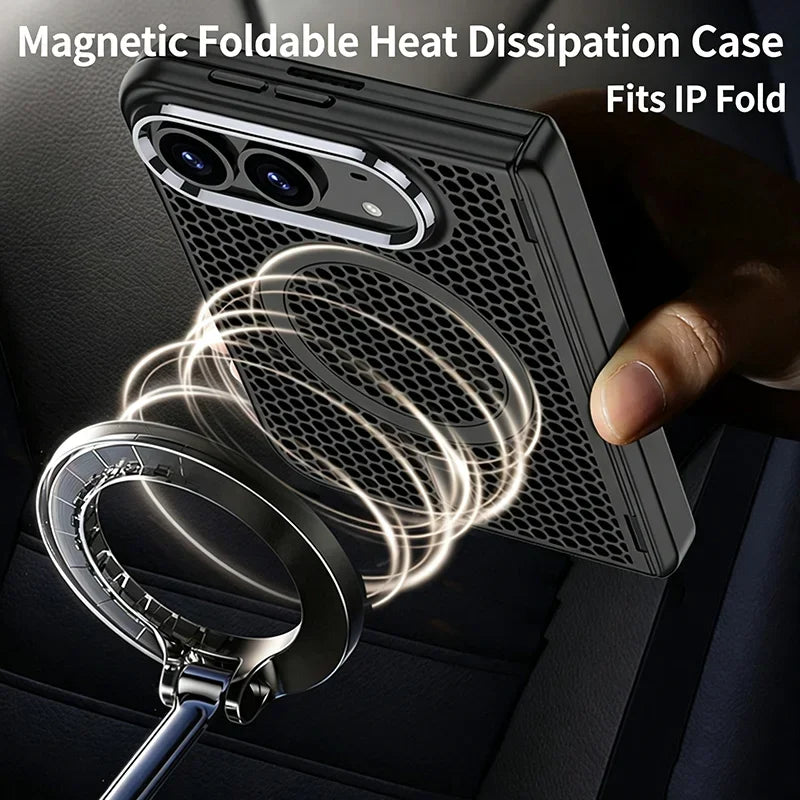 For Magsafe Compatible Honeycomb Heat Dissipation Mesh Wireless Charging Phone Case for iPhone Duo Breathable Cooling Armor Cove