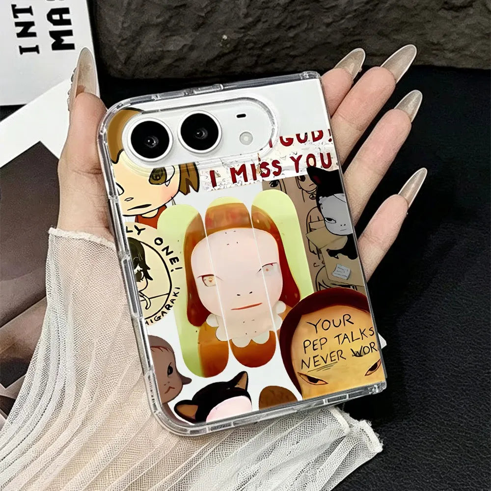 HOT Fashion Acrylic Transparent Phone Case for iPhone Duo 18 fold Shockproof Clear Ultra Slim Cartoon Yoshitomos Naras