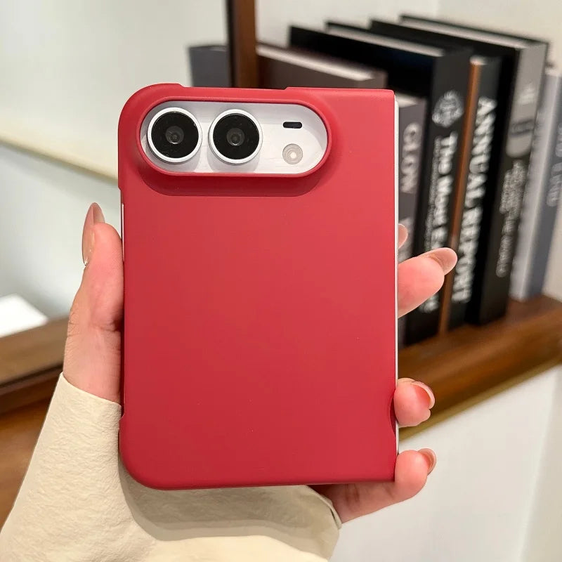 For iPhone Duo Case Cute Macaron Solid Color Frosted Skin Feel PC Case for iPhone Duo Fold Slim Matte Shockproof Full Body Cover