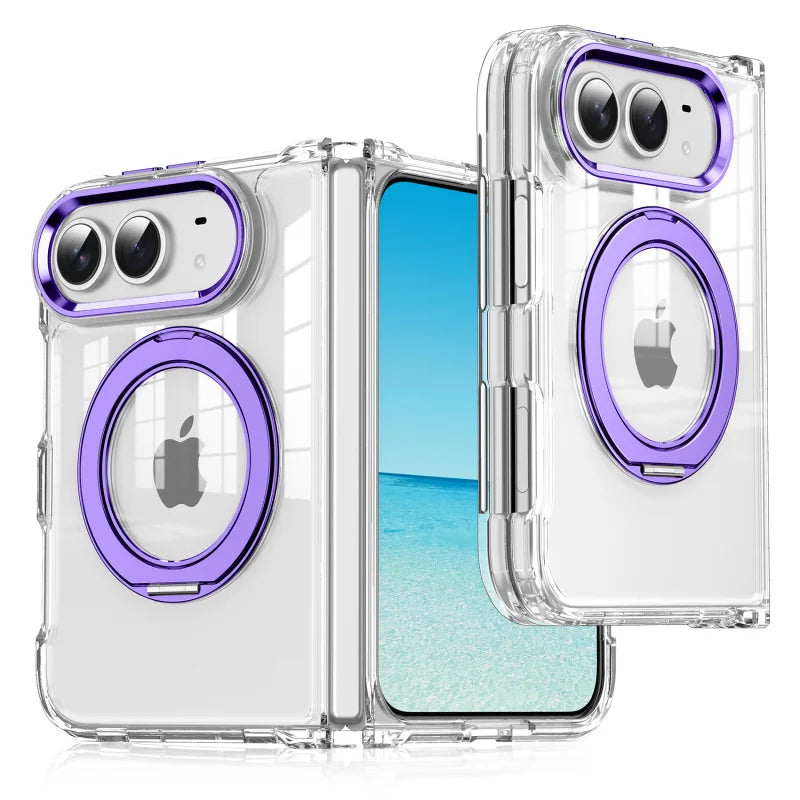 Clear MagSafe Case with Rotating Stand for iPhone Duo