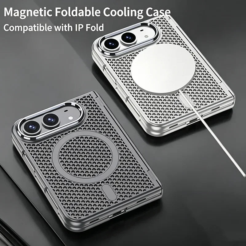 For Magsafe Compatible Honeycomb Heat Dissipation Mesh Wireless Charging Phone Case for iPhone Duo Breathable Cooling Armor Cove