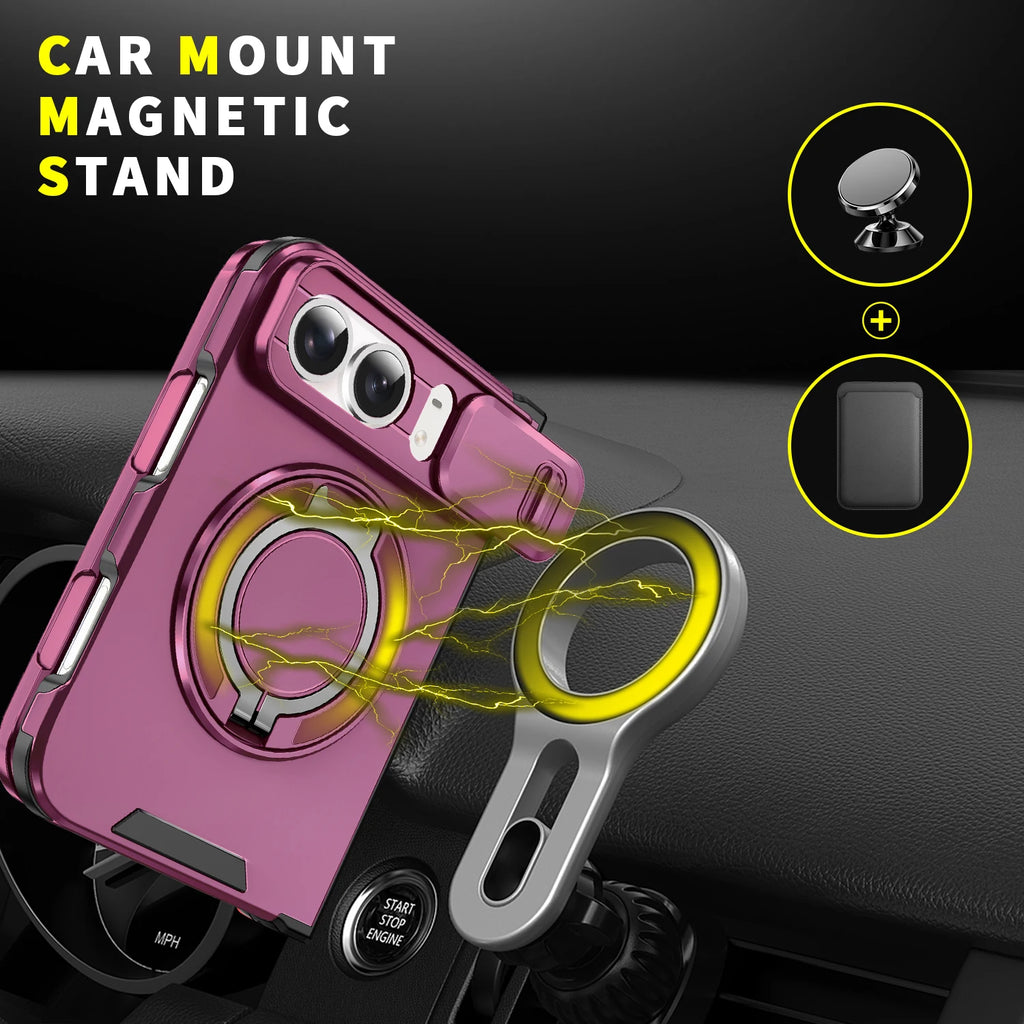 Fashion Solid Color Stand Matte Fold Magnetic Phone Case For iPhone Duo 18 Lens Protect Hard Shockproof Cover
