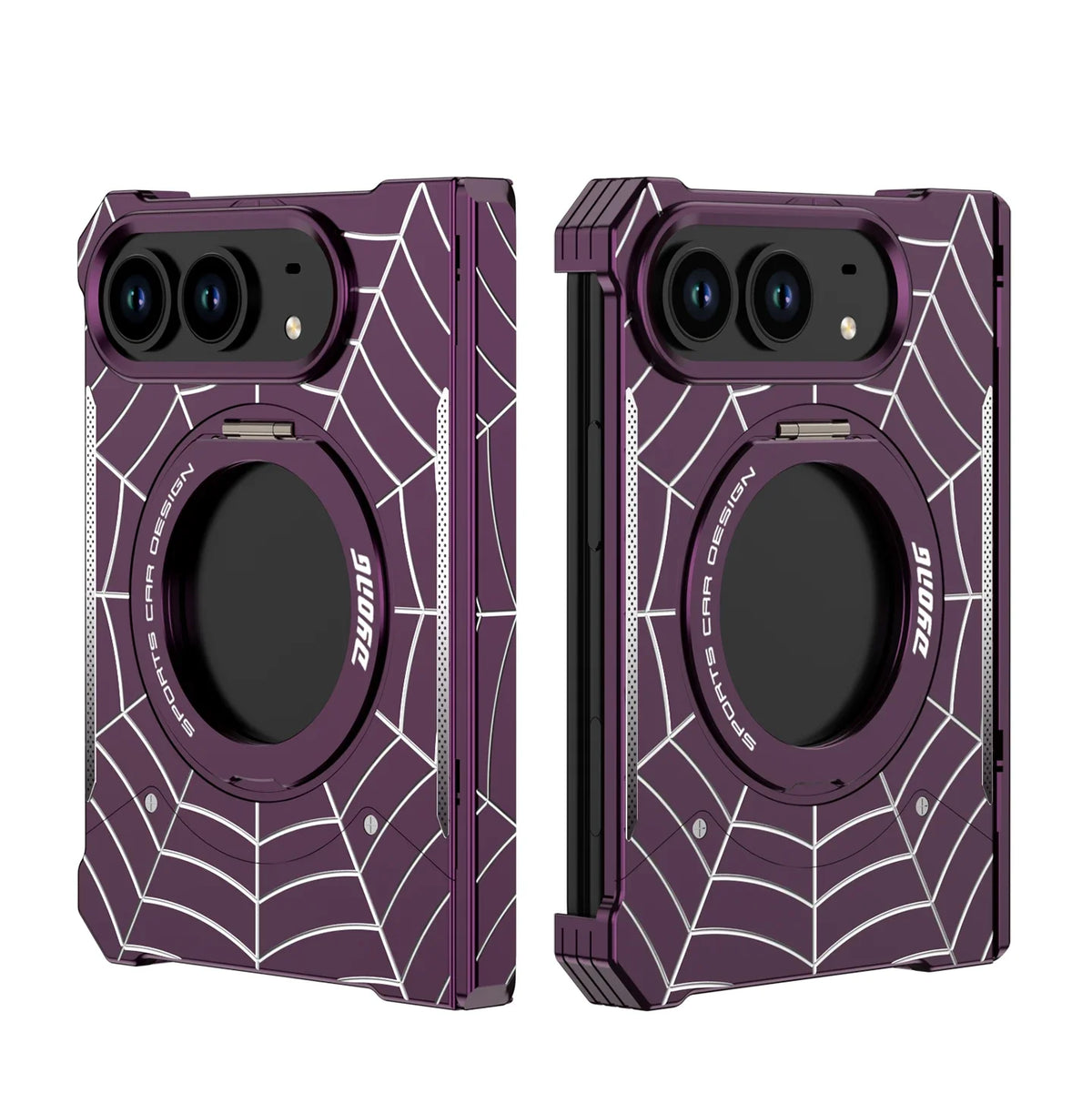 Fashion 360° Foldable Attraction Spider Metal Stand Magnetic Phone Case For iPhone Duo Shockproof Anti-Slip Sturdy Durable Cover
