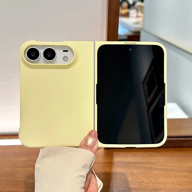 For iPhone Duo Case Cute Macaron Solid Color Frosted Skin Feel PC Case for iPhone Duo Fold Slim Matte Shockproof Full Body Cover