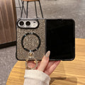 Luxury Fashion Glitter Diamond Frosted Phone Case for iPhone Duo 18 Fold for Magsafe Ring Holder Shockproof Protect Back Cover