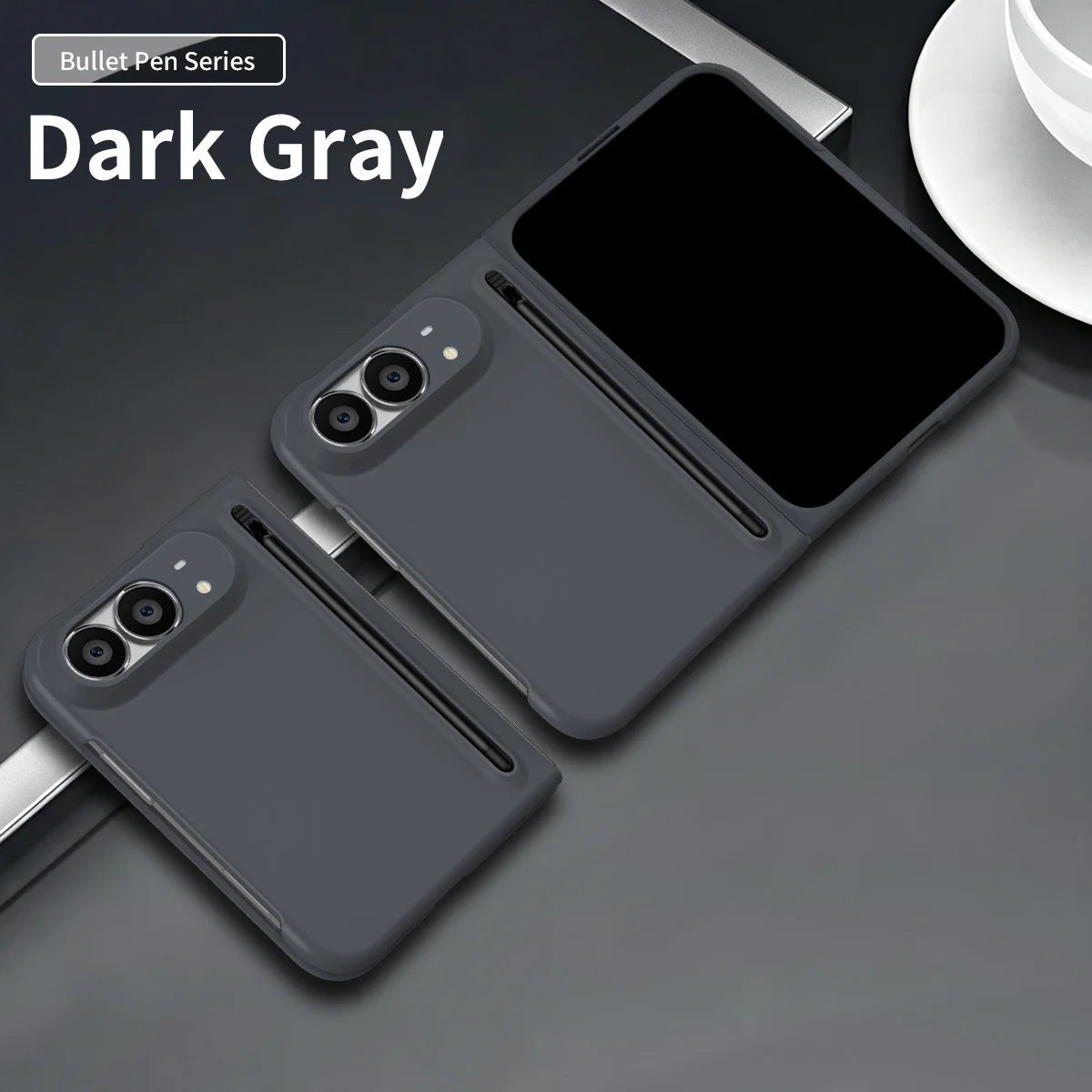 Suitable for iphone Duo with Stylus and Built-in Pen Slot, Smooth and Delicate Feel, Full Protection, Simple Solid Color Design,