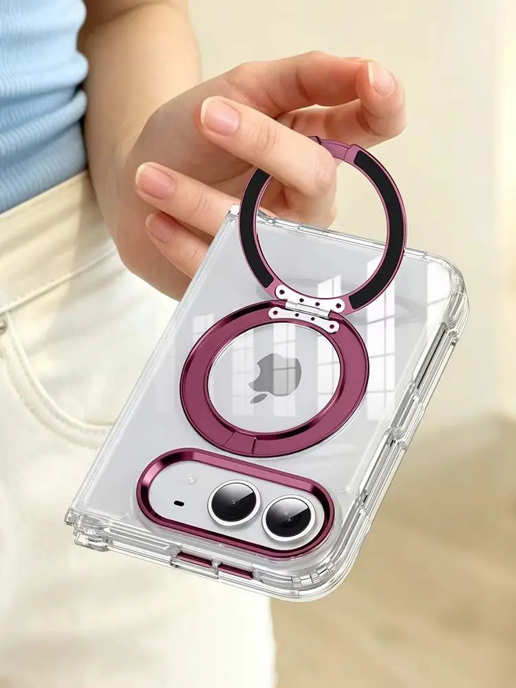 Clear MagSafe Case with Rotating Holder for iPhone Duo