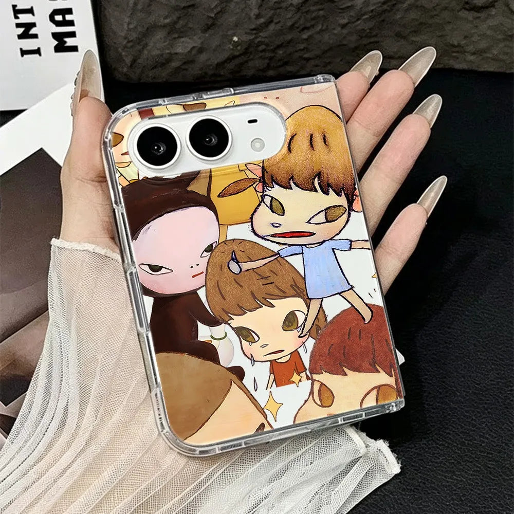 HOT Fashion Acrylic Transparent Phone Case for iPhone Duo 18 fold Shockproof Clear Ultra Slim Cartoon Yoshitomos Naras