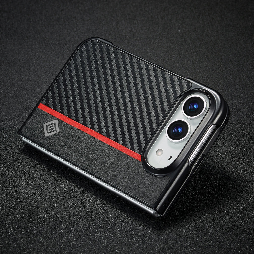 Luxury Ultrathin Carbon Fiber Leather Slots Phone Case for IPhone Duo 2026 Shockproof Flip Holder Cover for Iphone Duo Cover