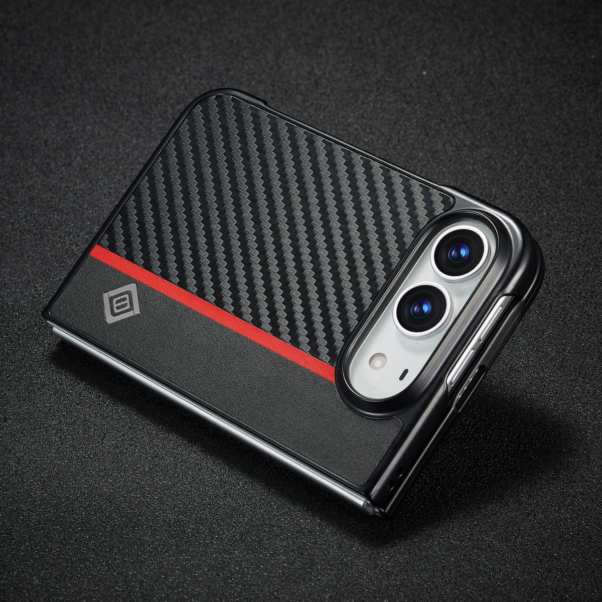 Luxury Ultrathin Carbon Fiber Leather Slots Phone Case for IPhone Duo 2026 Shockproof Flip Holder Cover for Iphone Duo Cover