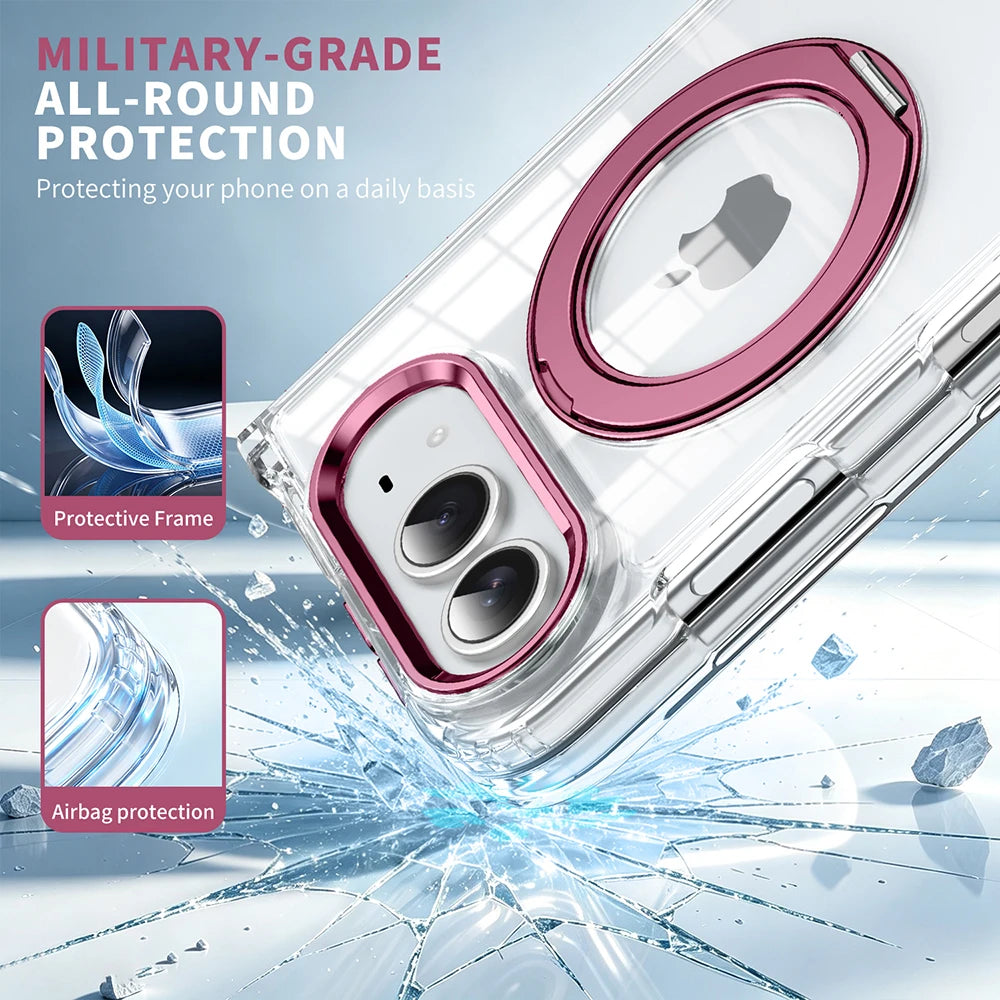 Clear MagSafe Case with Rotating Holder for iPhone Duo