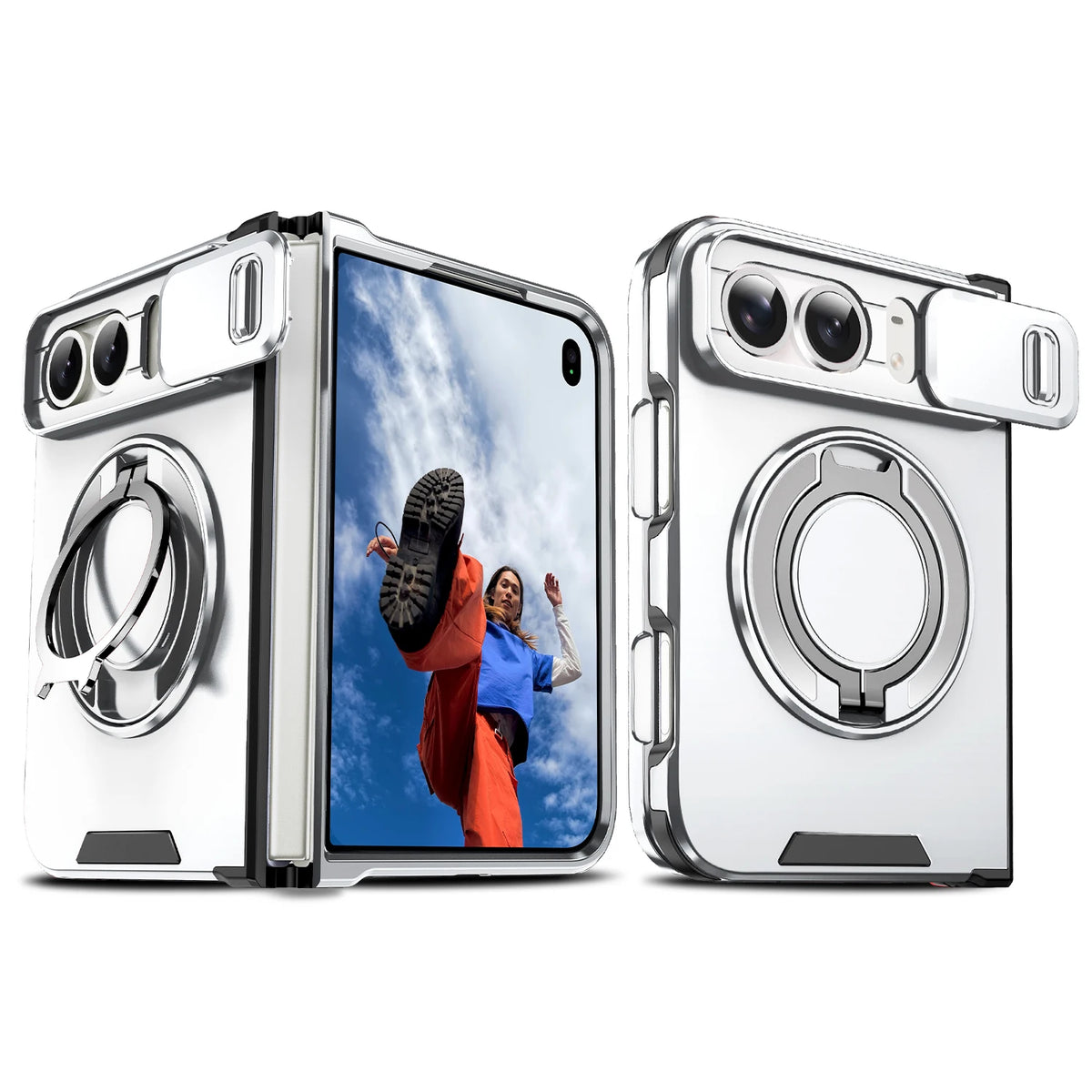 Fashion Solid Color Stand Matte Fold Magnetic Phone Case For iPhone Duo 18 Lens Protect Hard Shockproof Cover
