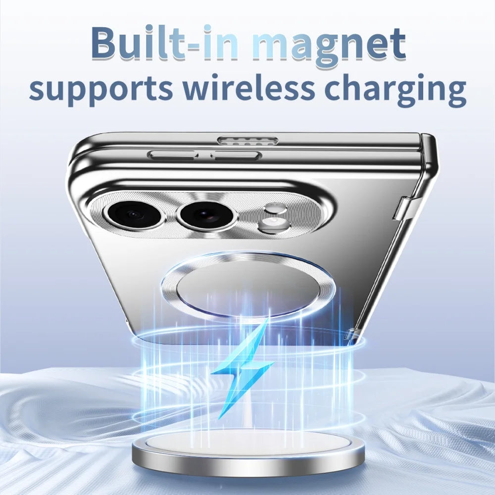 High-Grade Magnetic Plating Hinge Protection Phone Case for iPhone Duo for Magsafe Bracket Cover With Front Screen Tempered Film