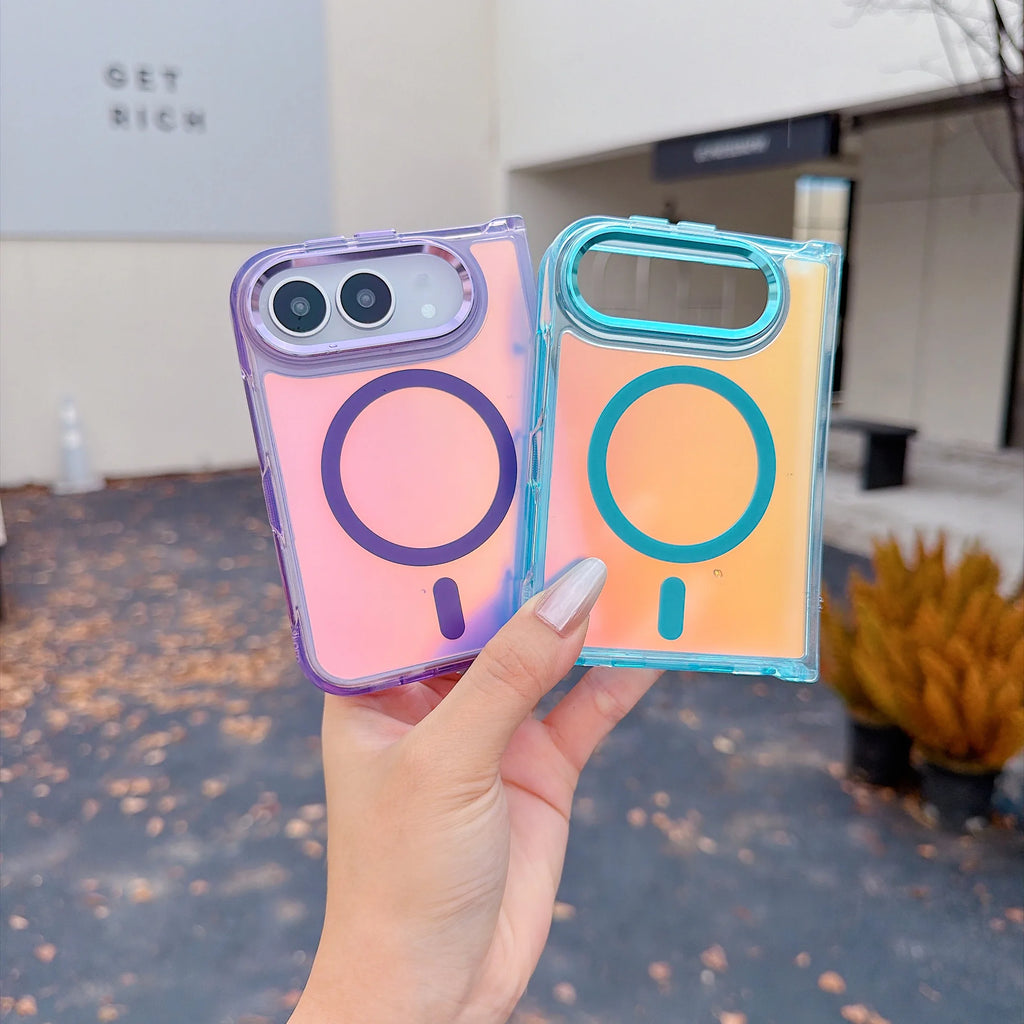 Luxury Laser Gradient Magnetic Phone Case For iPhone Duo for Magsafe Wireless Charge Shockproof Cover Shell Fundas